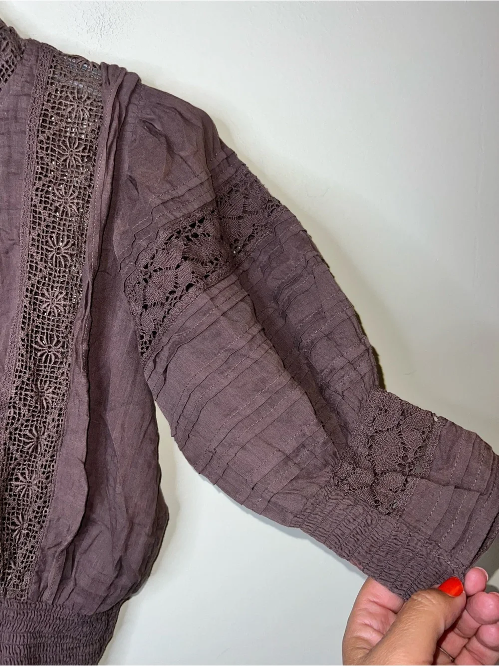 Free People One Sydney Blouse Cotton Brown Size Small